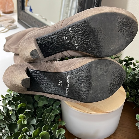 Made In Italy Leather Suede Knee High Boot Heel Tan Size EU 37 US 6.5 -7 - Picture 7 of 7